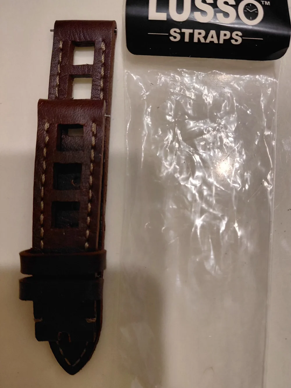Lusso Straps Leather Watch Strap in Dark Brown with Contrast Stitching 20MM